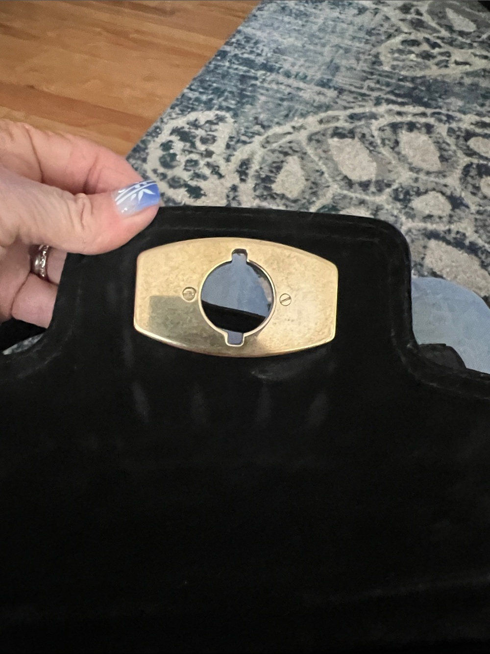 Furla Black Croc-Embossed Shoulder Bag with Gold Hardware - Picture 8 of 9